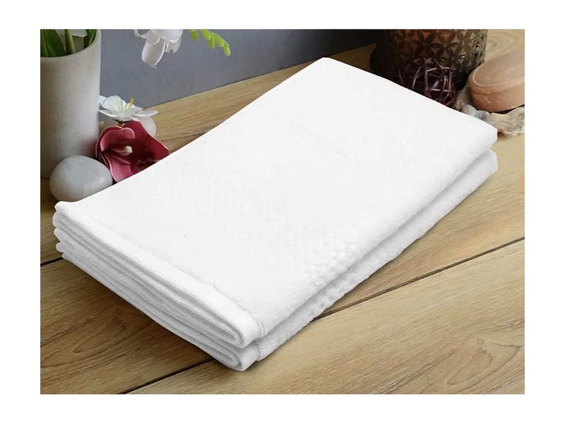 TIQH 100 Cotton Kitchen and Hand Towel Set of 02 White - Image 1