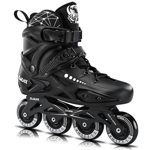SLJJLHX Professional Inline Skates for Men Women, Fitness Roller Skates Blades Adult Male Female, Comfortable Breathable Speed Racing Skates with Washable Lining, Beginner Unisex, Black - Image 1