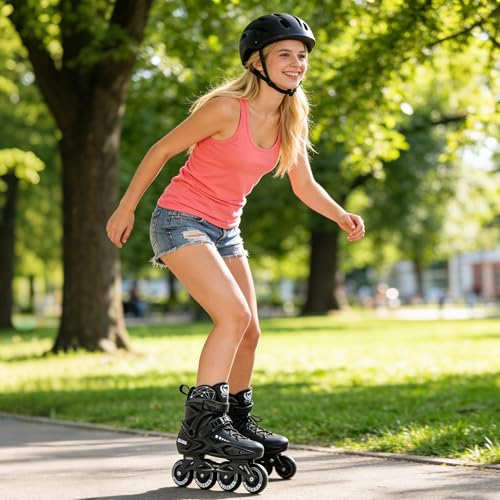 SLJJLHX Professional Inline Skates for Men Women, Fitness Roller Skates Blades Adult Male Female, Comfortable Breathable Speed Racing Skates with Washable Lining, Beginner Unisex, Black - Image 5