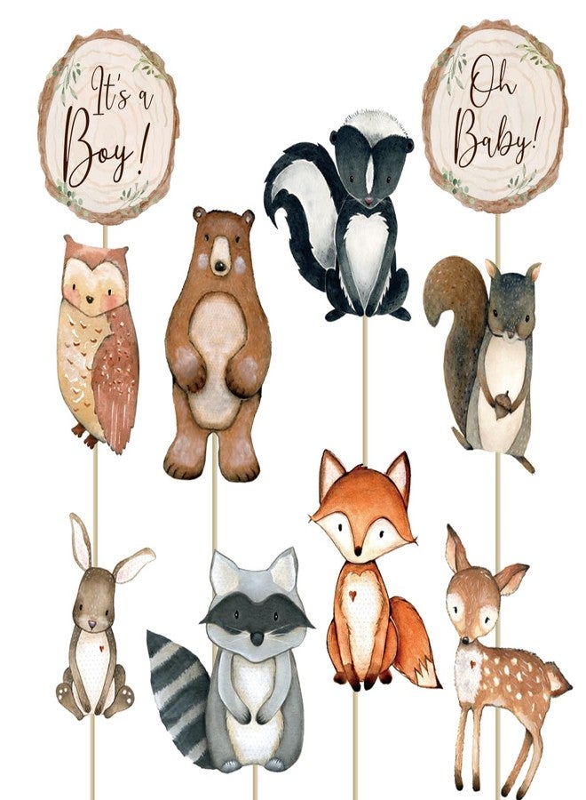 Puremigo 30 Pack Woodland Baby Shower Decorations Centerpieces Pick for Table - Image 1