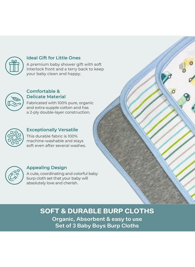 سباسيلك عبوة من 3 قطع من أقمشة التجشؤ القطنية 100% للأطفال حديثي الولادة من الأولاد والبنات باللون الأزرق مقاس واحد - Image 4