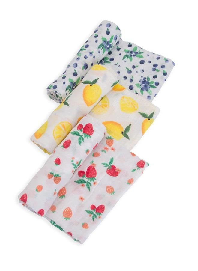 Little Unicorn - Berry Lemonade Cotton Muslin Swaddle Set | Set of 3 | Blueberry, Strawberry, Lemon | 100% Cotton | Super Soft | Newborns and Infants | Large 47” x 47” | Machine Washable - pzsku/Z35274CF875FD522FA24BZ/45/_/1692873995/5b8327d2-819b-4d8c-a1f7-779d2a2df3fe