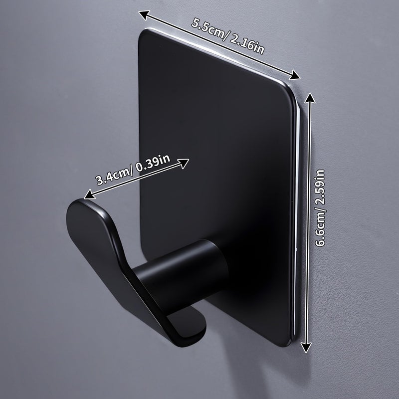 Deliton 4 Pack Adhesive Hooks - Towel Hook For Hanging Towels  Clothes And Bags  Matte Black Stainless Steel  Stick On Wall For Bathroom And Kitchen - Image 5