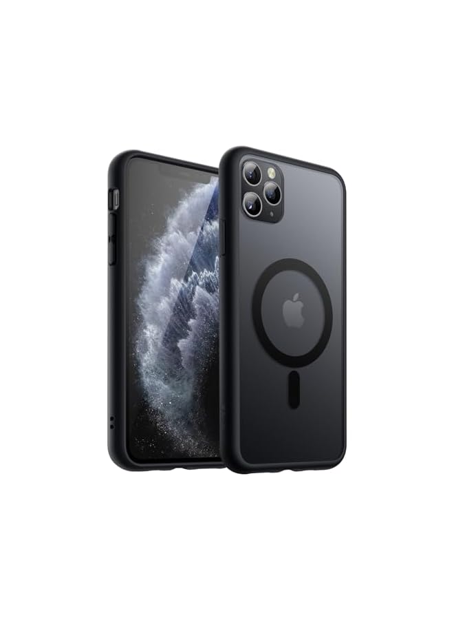 جي تيك حافظة JETech المغناطيسية لهاتف iPhone 11 Pro Max مقاس 6.5 بوصة متوافقة مع MagSafe، غطاء هاتف خلفي شفاف غير لامع مقاوم للصدمات (أسود) - Image 1