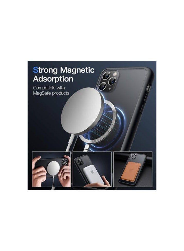 جي تيك حافظة JETech المغناطيسية لهاتف iPhone 11 Pro Max مقاس 6.5 بوصة متوافقة مع MagSafe، غطاء هاتف خلفي شفاف غير لامع مقاوم للصدمات (أسود) - Image 5