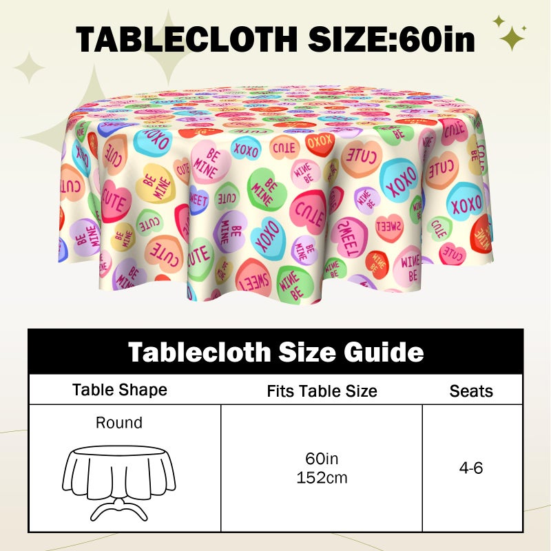 Ventucoven Round Valentines Tablecloth Heart Table Cloth Round 60 Inch Valentine Love Letter Tablecloth Kitchen Table Cloth Decor For Dining Room Indoor Sweet Love Pink - Image 5