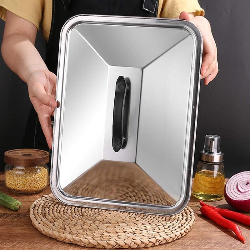 HEVASNEK Durable Stainless Steel Tray with Lid - Dishwasher Safe, Oven & Freezer Safe, Rust-Resistant (4 Liters) for Easy Serving & Storage Multi-Use Kitchen Leak-Proof Lid Tray - Image 3