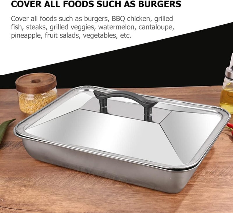 HEVASNEK Durable Stainless Steel Tray with Lid - Dishwasher Safe, Oven & Freezer Safe, Rust-Resistant (4 Liters) for Easy Serving & Storage Multi-Use Kitchen Leak-Proof Lid Tray - Image 4
