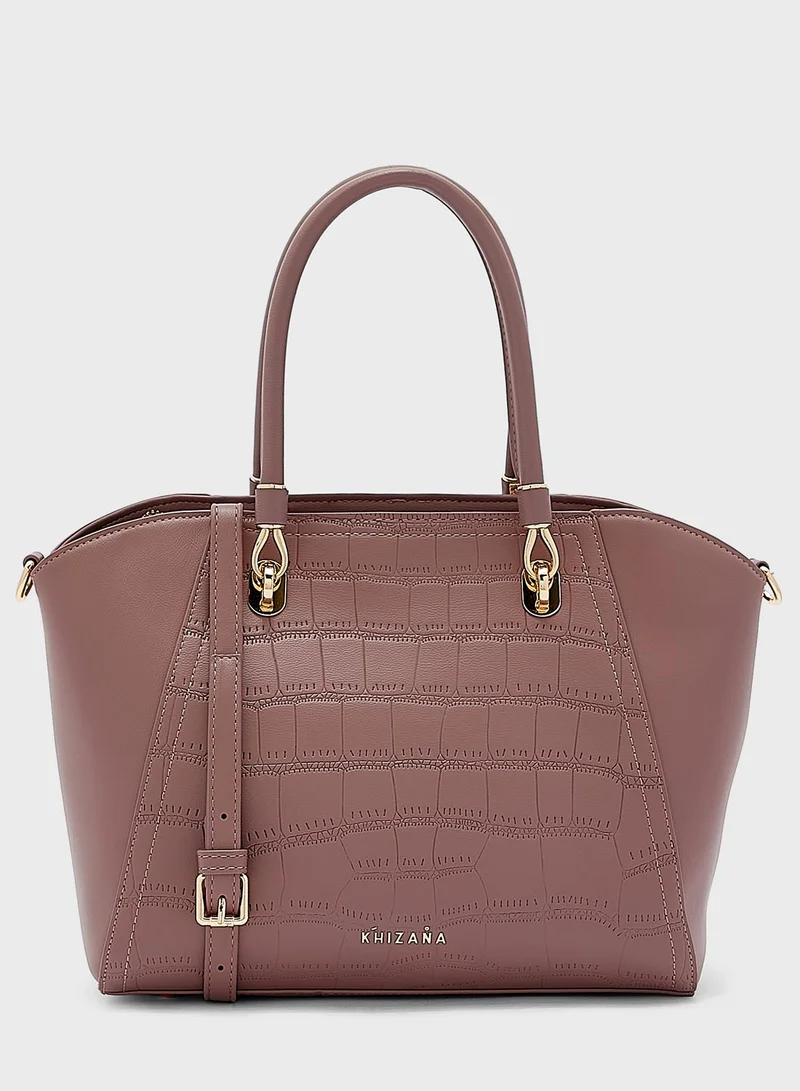 Khizana Croc Effect Panel Tote Bag