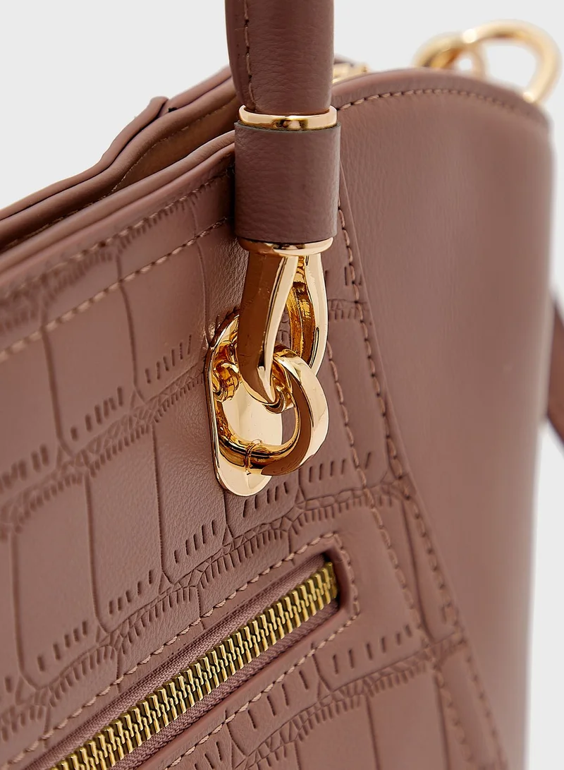 Khizana Croc Effect Panel Tote Bag