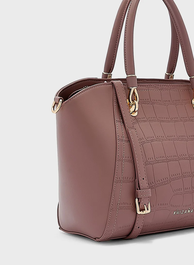 Khizana Croc Effect Panel Tote Bag