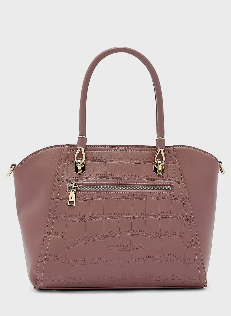 Khizana Croc Effect Panel Tote Bag
