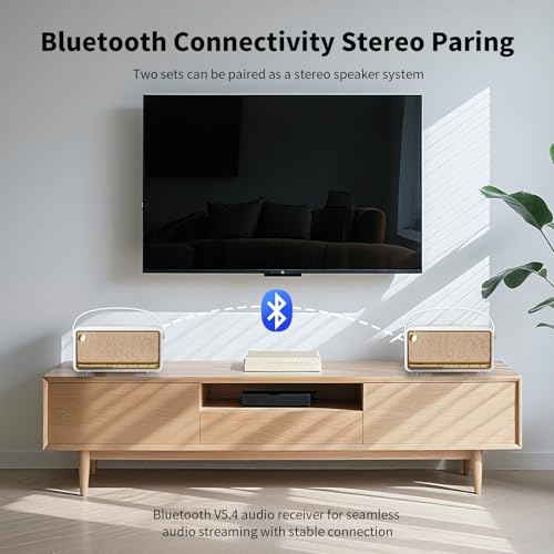 Edifier Retro Wood Bluetooth Speaker, Wireless Portable Speakers with 40W Hi-Res Audio, Stereo Pairing ConneX App, USB and TF Card Ivory - Image 5