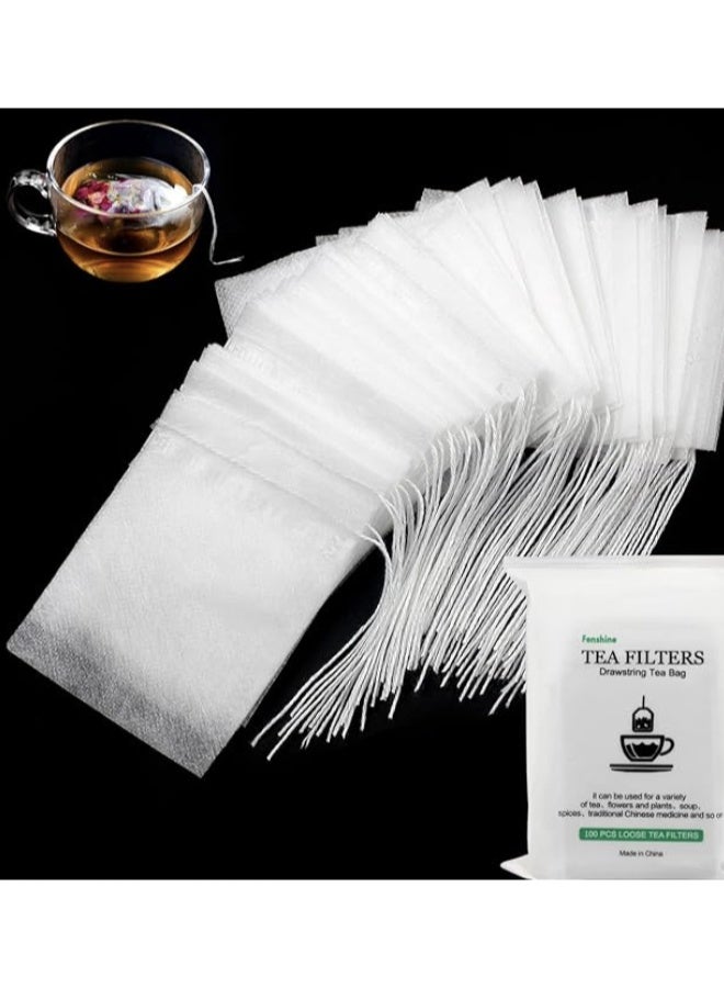 fenshine 25Pcs Biodegradable Tea Filter Bags,Disposable Tea Filter Bags,Empty Corn Fiber Drawstring Seal Filter Tea Bags for Loose Leaf Teal（3.54 x 2.75 inch） (25pcs) - Image 1