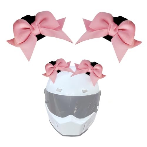 Hugwits 2 PCS Bow Cat Ears Helmet Decorations Cute Plush Cat Ears Helmet Decor Fun Detachable Decorative Accessories for Helmets Universal for Motorcycle Bicycle Scooter Helmets Pink - Image 1