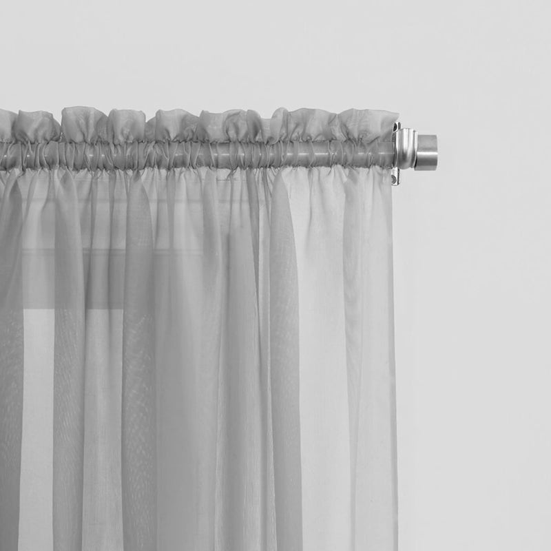 UPOPO Grey Sheer Curtains 72 inches Long Living Room Curtain Sheers Kitchen Dining Basement 2 Panels Voile Transparent Bedroom Drapes Linen Textured Rod Pocket Window Treatment Set - Image 3