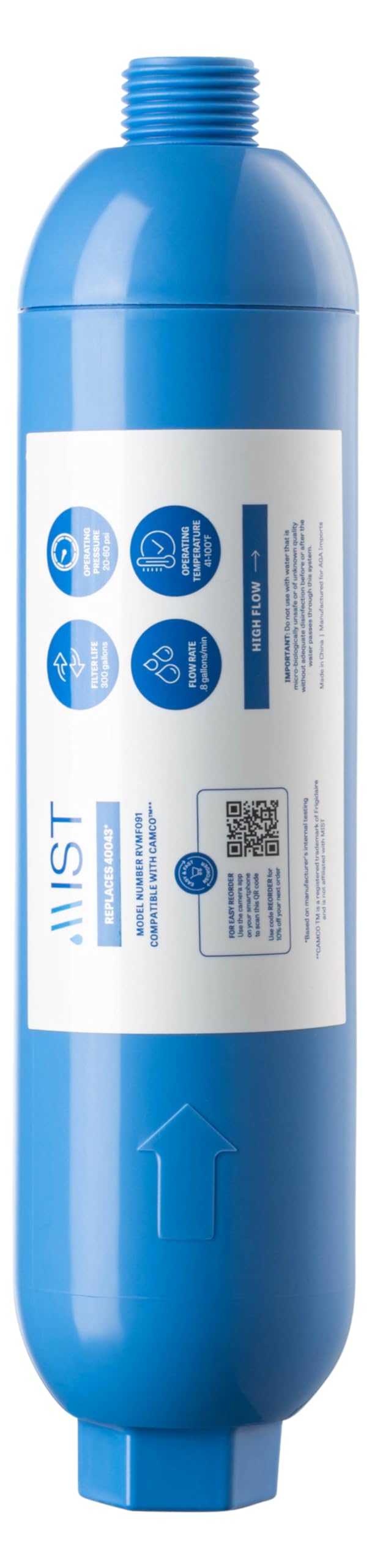 Mist 40043 Replacement for Camco RV Inline Water Filter 40043, 40013, 40041, with Flexible Hose Protector. Reduces Bad Taste, Odors, Chlorine, Lead and Sediment, 3 Pack - Image 2