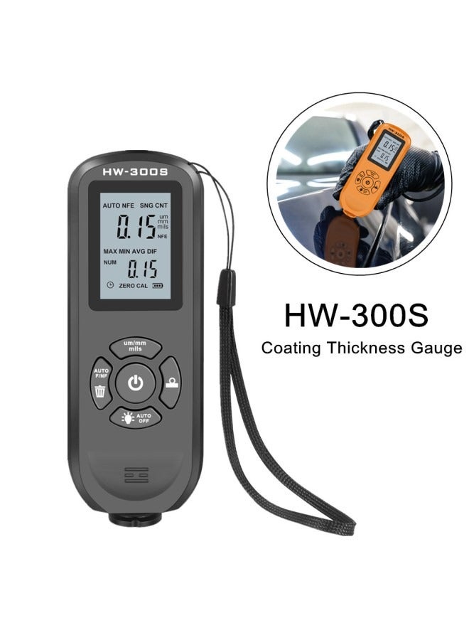 جهاز قياس سمك طلاء السيارات HW-300PRO ، مقياس طلاء Fe  NFe تلقائي 0-2000UM مع أدوات طلاء السيارات اليدوية (أسود) - Image 2