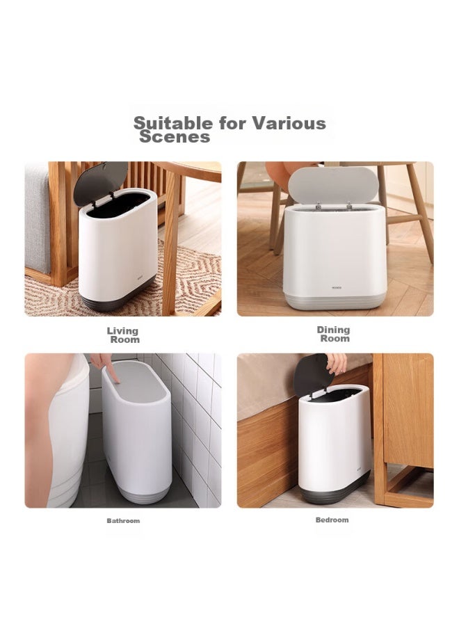 cocoa Yikeke Garbage Can 10l, Bathroom Trash Can, Narrow Gap, Home Use, With Lid, Kitchen And Living Room Toilet, E1906 Gray - Image 2