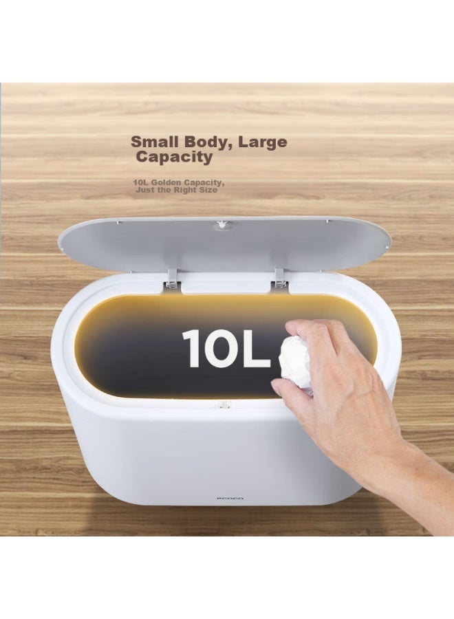 cocoa Yikeke Garbage Can 10l, Bathroom Trash Can, Narrow Gap, Home Use, With Lid, Kitchen And Living Room Toilet, E1906 Gray - Image 5