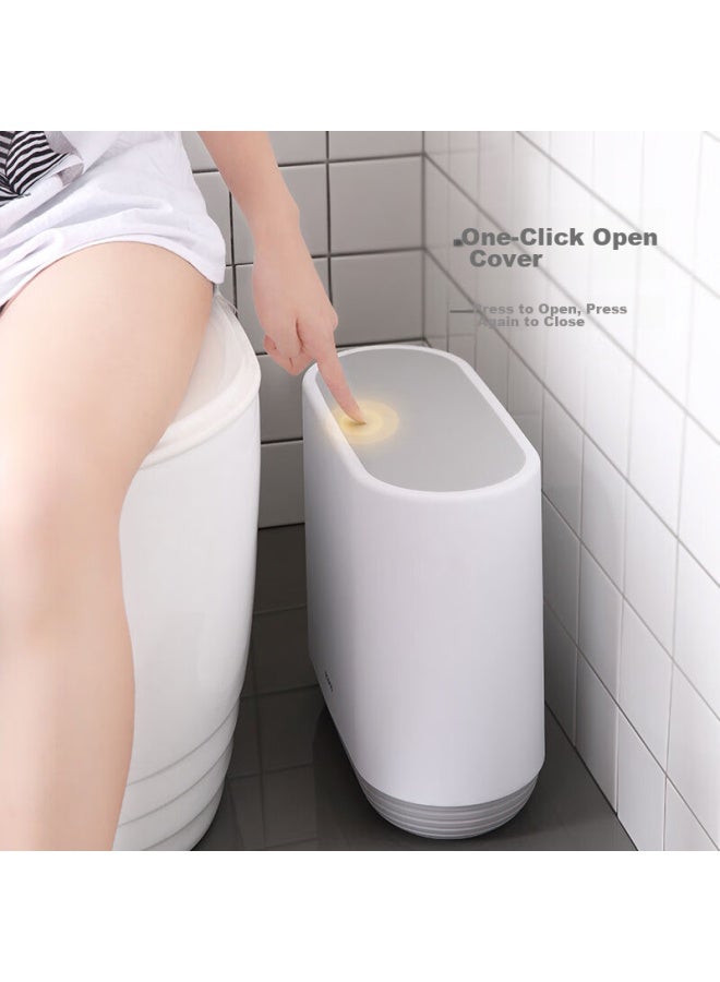 cocoa Yikeke Garbage Can 10l, Bathroom Trash Can, Narrow Gap, Home Use, With Lid, Kitchen And Living Room Toilet, E1906 Gray - Image 3
