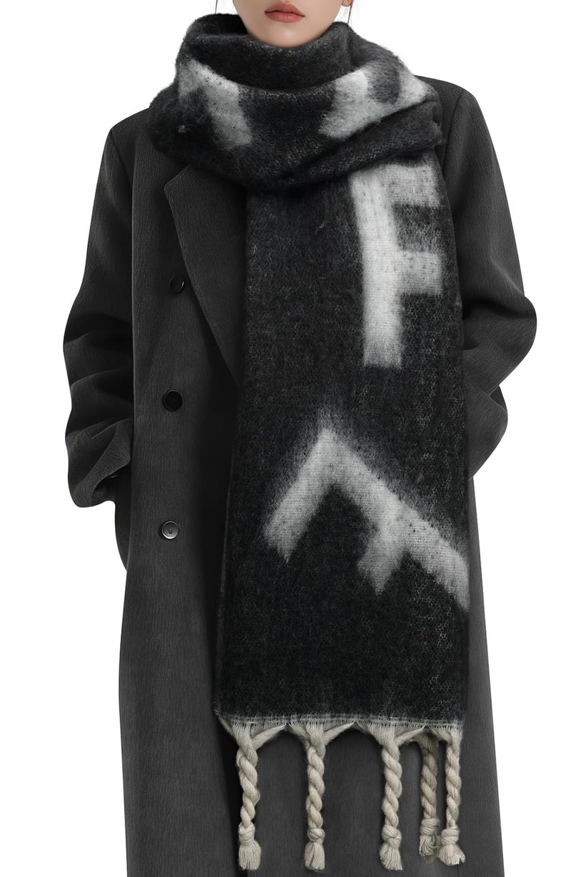 Pleneal Women's Winter Scarf, Large Chunky Scarf for Women and Men, Mohair Vintage Plaid scarf Cashmere Feel Blanket Wrap - Image 1