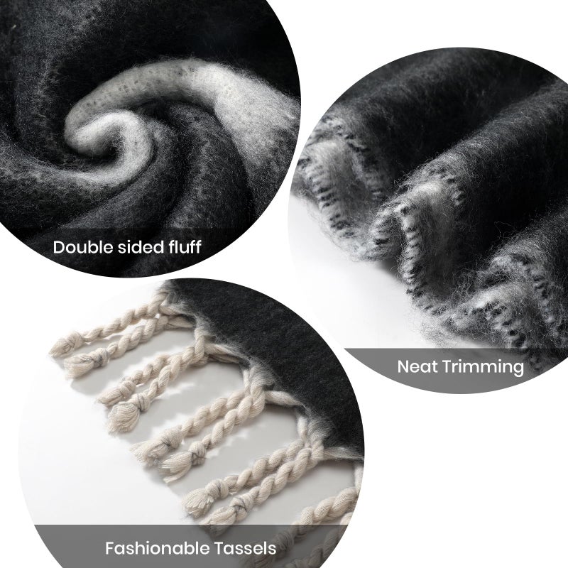 Pleneal Women's Winter Scarf, Large Chunky Scarf for Women and Men, Mohair Vintage Plaid scarf Cashmere Feel Blanket Wrap - Image 4