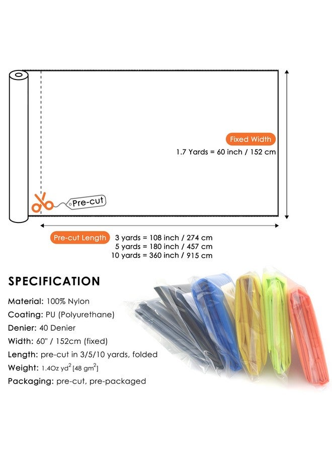 emma kites emma kites Royal Blue Ripstop Nylon Fabric 40 Denier, Pre-Cut Piece 3-Yard: 60"x108", Water Repellent Windproof Dustproof Airtight PU Coating - Image 4