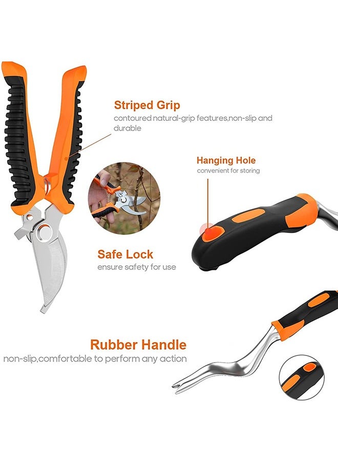 Garlo Gardening Tool Set - 9 Pieces Aluminium Alloy Garden Tools Kit Included Hand Trowel Shovels Rake, Garden Gloves and Garden Tote, Heavy Duty Garden Spade, Steel Pruning Shears, Garden Gifts  - Image 2