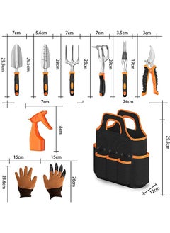 Garlo Gardening Tool Set - 9 Pieces Aluminium Alloy Garden Tools Kit Included Hand Trowel Shovels Rake, Garden Gloves and Garden Tote, Heavy Duty Garden Spade, Steel Pruning Shears, Garden Gifts  - Image 3