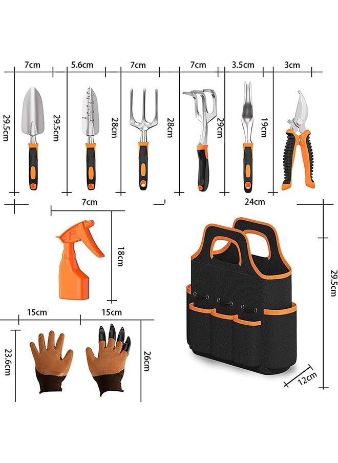 Garlo Gardening Tool Set - 9 Pieces Aluminium Alloy Garden Tools Kit Included Hand Trowel Shovels Rake, Garden Gloves and Garden Tote, Heavy Duty Garden Spade, Steel Pruning Shears, Garden Gifts  - Image 3