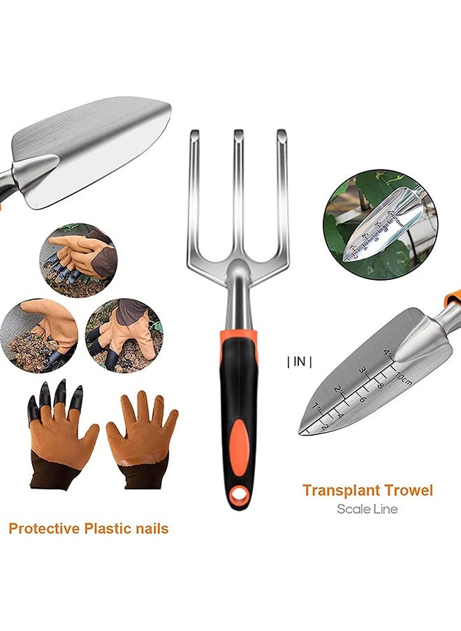 Garlo Gardening Tool Set - 9 Pieces Aluminium Alloy Garden Tools Kit Included Hand Trowel Shovels Rake, Garden Gloves and Garden Tote, Heavy Duty Garden Spade, Steel Pruning Shears, Garden Gifts  - Image 4