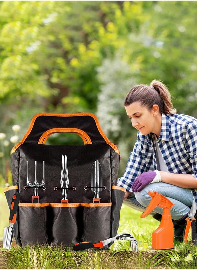 Garlo Gardening Tool Set - 9 Pieces Aluminium Alloy Garden Tools Kit Included Hand Trowel Shovels Rake, Garden Gloves and Garden Tote, Heavy Duty Garden Spade, Steel Pruning Shears, Garden Gifts  - Image 5