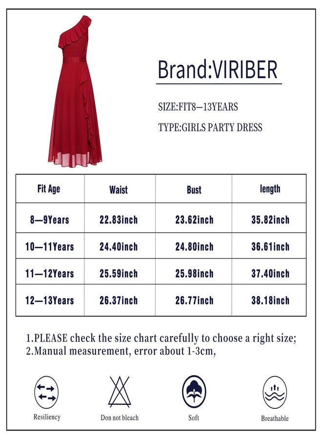 Viriber Girls Floral Lace Dress Easter Bridesmaid Vintage Formal Cocktail Party Swallowtail Swing Dresses 7-14 Years, Burdungy, 12-13 Years - Image 3
