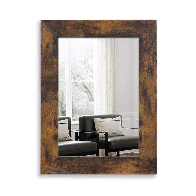 Wood Mirror with Frame Rustic 24X32 Inch Wall Mounted Rustic Vanity Mirror with Large Wood Frame Decorative Farmhouse Bathroom Mirror for BedroomLiving RoomEntryway Wall DecorHorizontalVertical