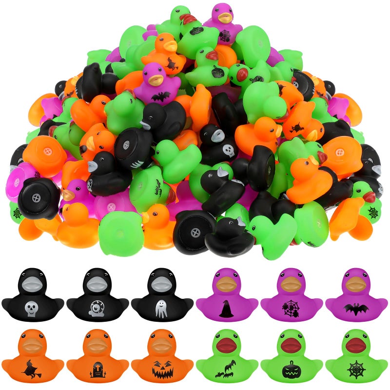 Junkin 200 Pcs Halloween Rubber Ducks Bulk 157 Inch Mini Rubber Ducks Small Duck Bulk for Halloween Party Favors