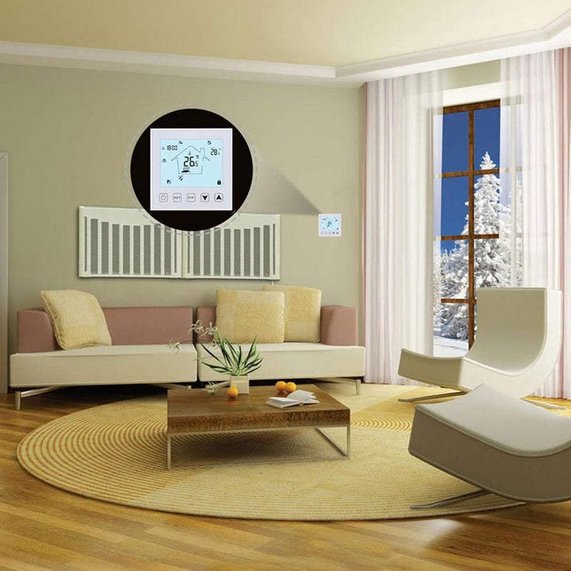 منظم حرارة ذكي مع شاشة لمس LCD، لأنظمة التدفئة الأرضية المنزلية، مثبط اللهب ABS، 86x86x16 مم - Image 4