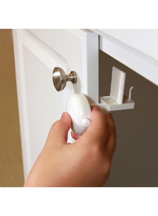 Qdos Safety Adhesive Double Door Cabinet Lock | White | Easy One Handed Operation - Patented ZeroPinch Design - Only Fits Standard Framed Cabinets and Furniture - Baby Proofing Doesn't Have to be Ugly - Image 5