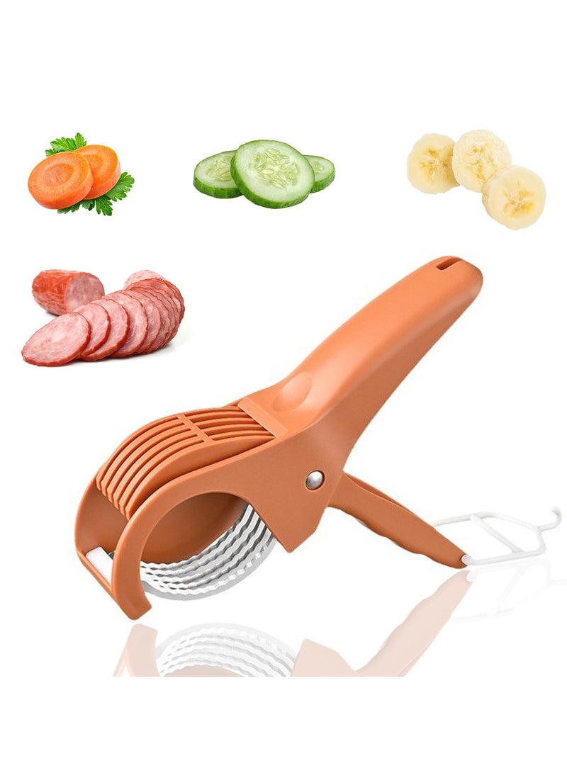 CMGTYYD Stainless Steel Banana Slicer, Multifunctional Fruit and Vegetable Salad Cutter - Easy to Grip, Kitchen Tool for Cutting Bananas, Sausage, Strawberries and Grapes  - Image 1