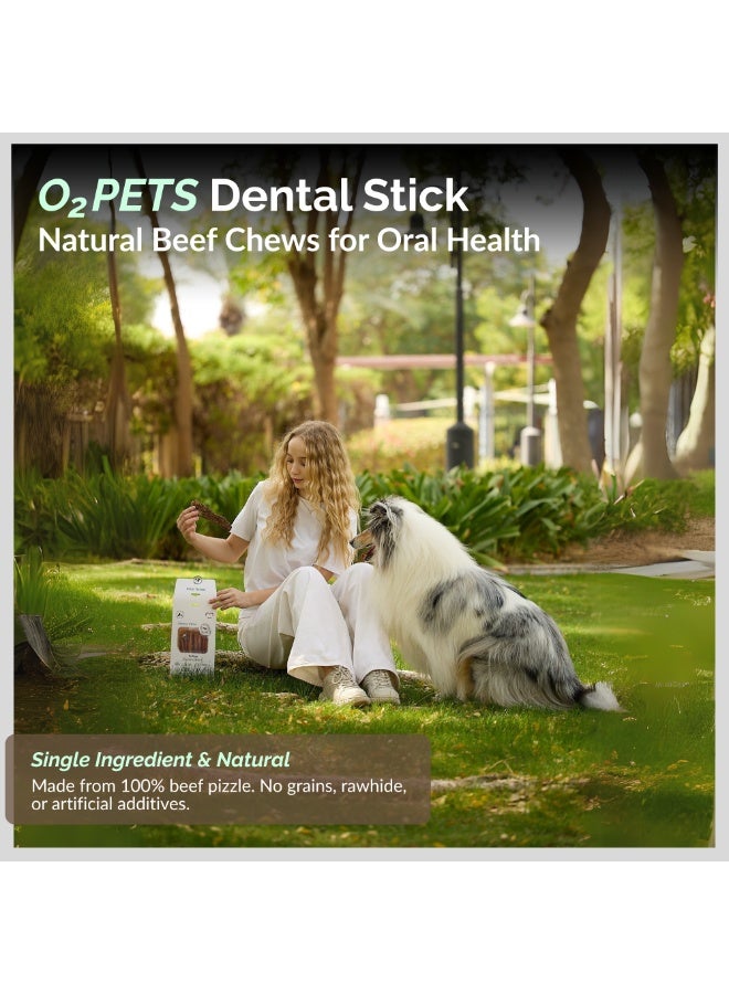 O2Pets Dog and Puppy Natural Dental Stick – 100% Beef Ox Root Bully Stick – Long Lasting Chews for Plaque Control & Tartar Prevention, Single Ingredient High Protein Dog Chew Snack, 100g - Image 2