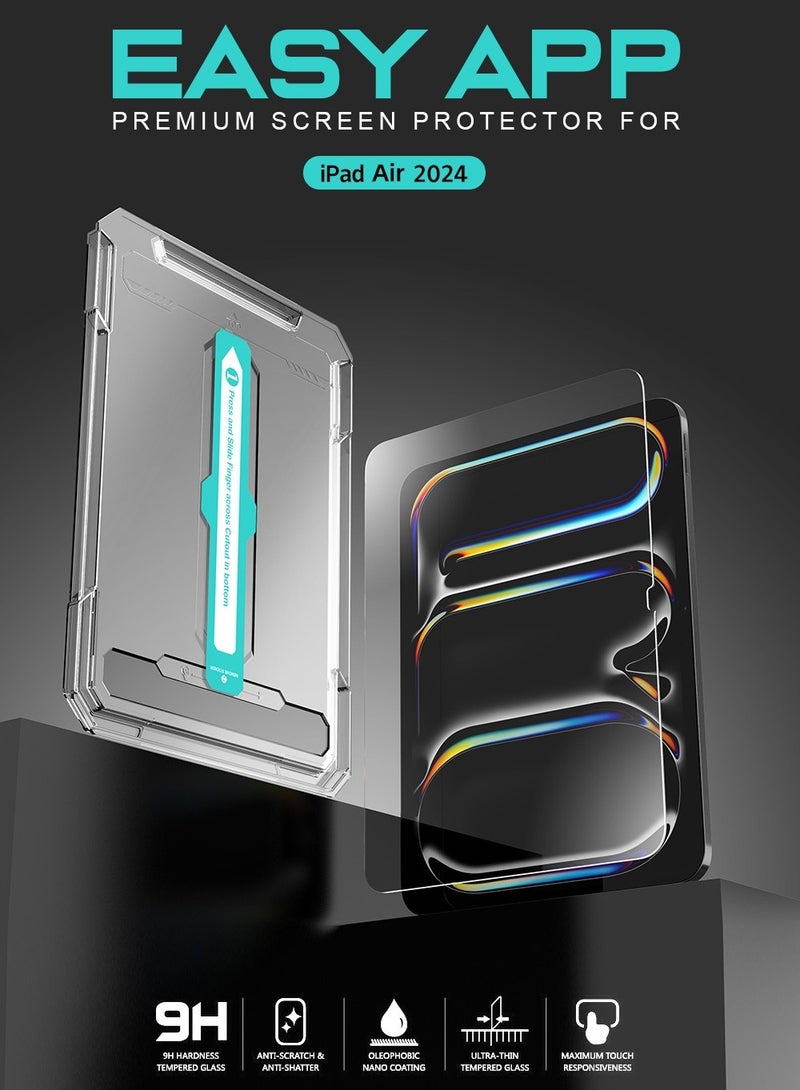 yalilai Screen Protector for iPad Air 11-Inch M4/M3/M2 2026/2025/2024 (8th/7th/6th Generation), 9H Tempered Glass Film with Easy Application Tray, Scratch Resistant, Bubble Free, HD Clarity, Touch Sensitive - Image 3