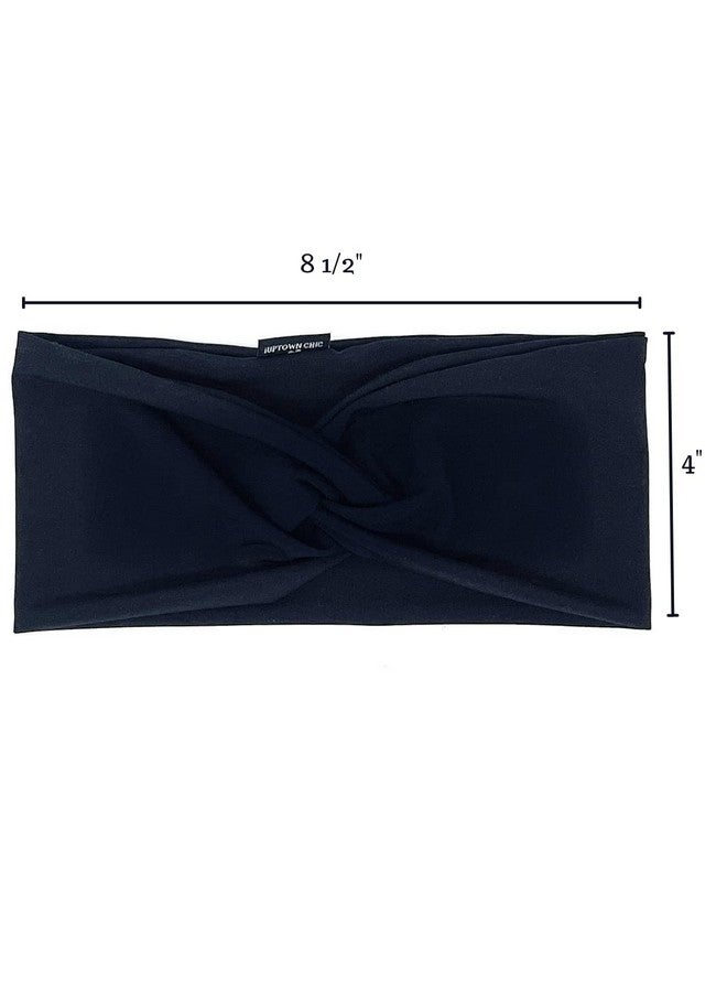 IUPTOWN CHIC Twisted Headband For Girls Women Chic Stylish Stretchy Soft Breathable Wrinkle Resistant Top Knot Wide Headwear For Sports Workouts Yoga Running Nurse Pack Of 2 (Grey Black) - Image 3