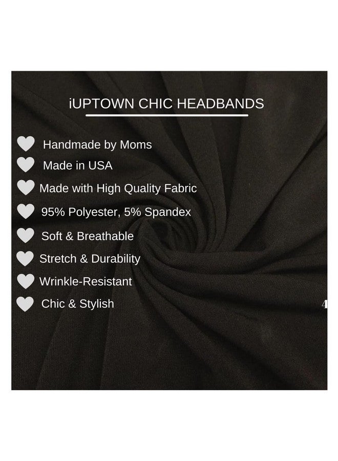 IUPTOWN CHIC Twisted Headband For Girls Women Chic Stylish Stretchy Soft Breathable Wrinkle Resistant Top Knot Wide Headwear For Sports Workouts Yoga Running Nurse Pack Of 2 (Grey Black) - Image 2