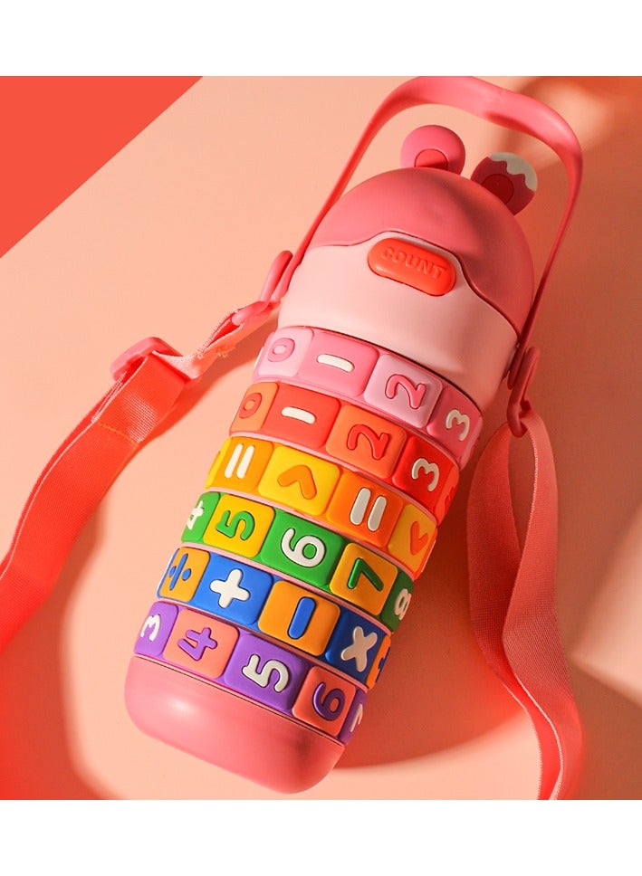 Twisoo Kids Math Learning Water Bottle - 430ml, BPA-Free, Leak-Proof Stainless Steel, Vacuum Insulated with Straw & Strap - Image 2