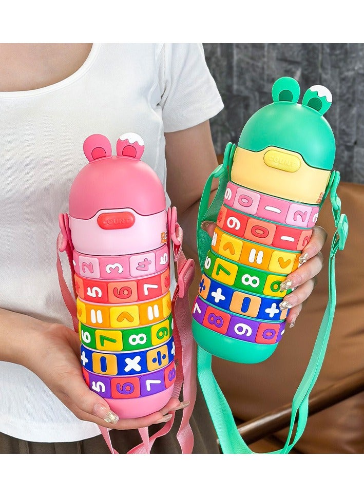 Twisoo Kids Math Learning Water Bottle - 430ml, BPA-Free, Leak-Proof Stainless Steel, Vacuum Insulated with Straw & Strap - Image 3