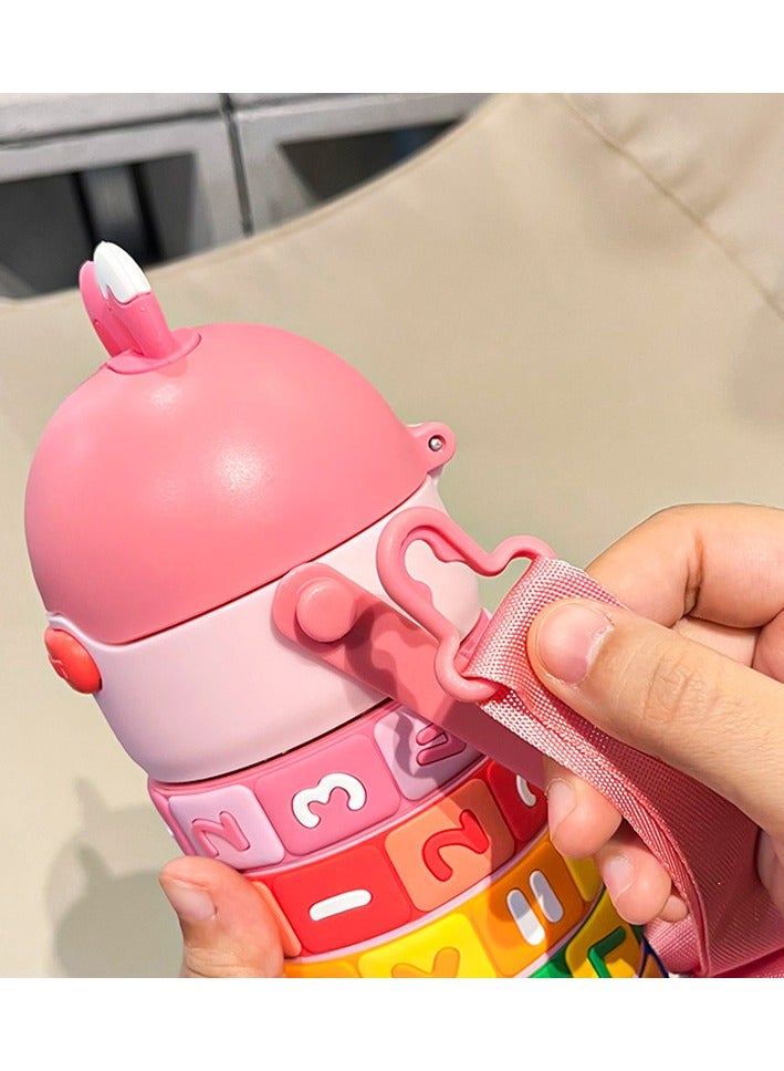 Twisoo Kids Math Learning Water Bottle - 430ml, BPA-Free, Leak-Proof Stainless Steel, Vacuum Insulated with Straw & Strap - Image 4