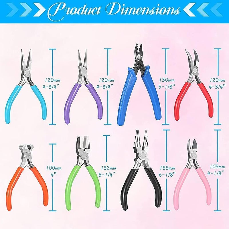 Jewelry Pliers, 8 Pieces Jewelry Making Pliers, Needle Nose Pliers Round Nose Pliers Nylon Jaw Pliers for Jewelry Repair, Crafts, Jewelry Making Supplies - Image 2