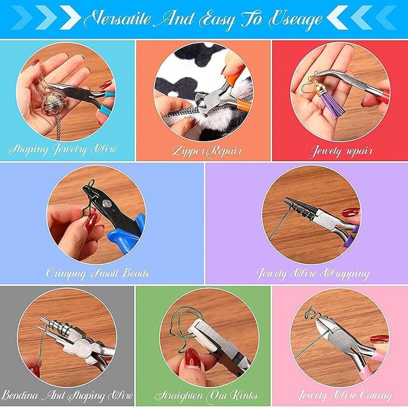 Jewelry Pliers, 8 Pieces Jewelry Making Pliers, Needle Nose Pliers Round Nose Pliers Nylon Jaw Pliers for Jewelry Repair, Crafts, Jewelry Making Supplies - Image 3