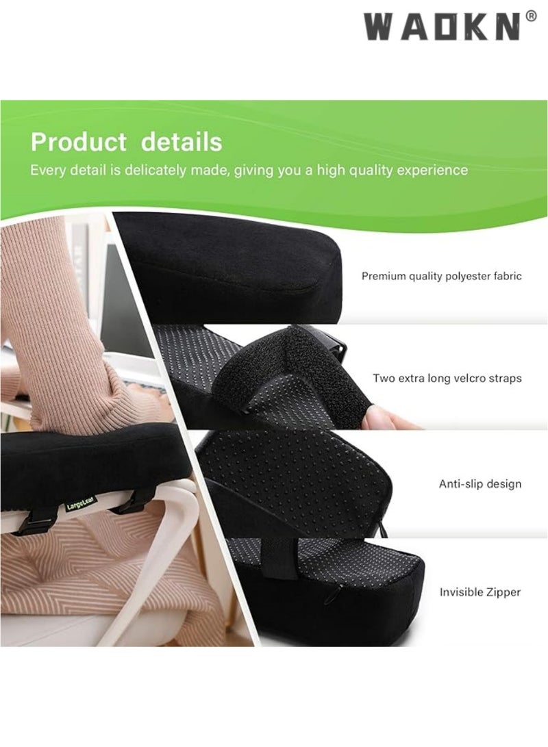 دبليو أيه أو كي أن ممدود و مريح جدا كرسي مسند ذراع وسادة : الكوع دعم مجموعة لتخفيف الضغط ، مثالية مع رغوة الذاكرة وسادة كرسي مكتب وكرسي لعبة - رمادي قطعتين - Image 3