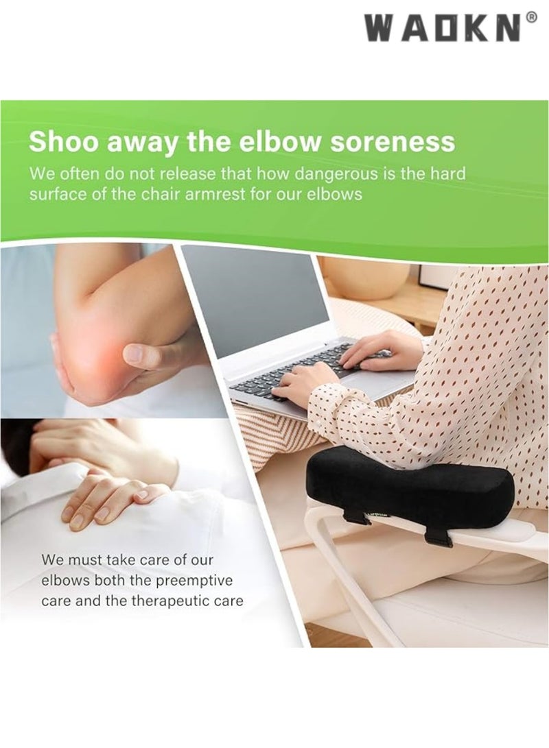 دبليو أيه أو كي أن ممدود و مريح جدا كرسي مسند ذراع وسادة : الكوع دعم مجموعة لتخفيف الضغط ، مثالية مع رغوة الذاكرة وسادة كرسي مكتب وكرسي لعبة - رمادي قطعتين - Image 2